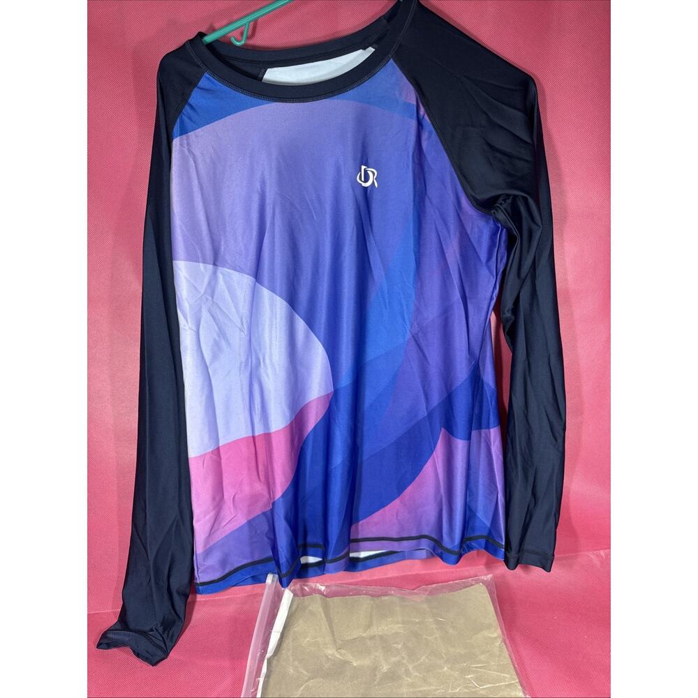 Women Long Sleeve Rash Guard Gradient Sun Protection UPF 50+ Surfing Large GG
